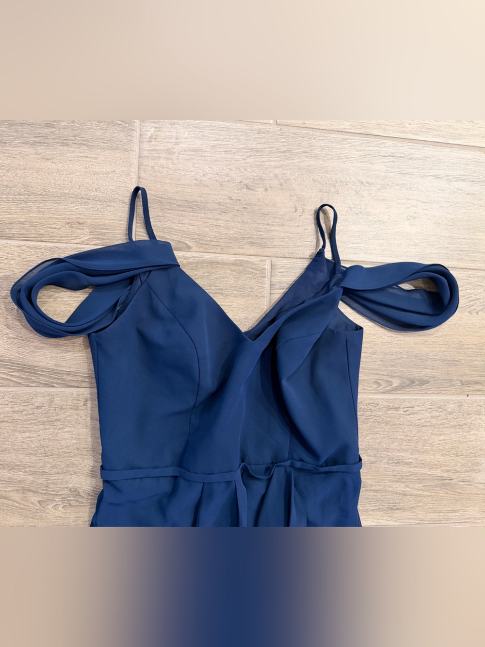Navy Off-Shoulder Ruffle Gown - Picture 4 of 6